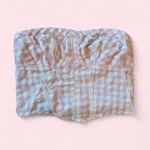 Free people pink and white gingham tube top